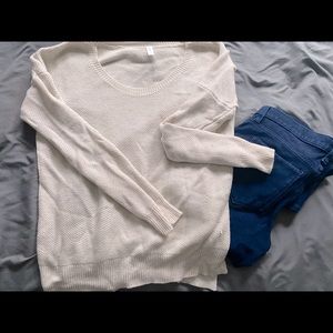 Gap Body Casual White Knit Scoop Neck Sweater